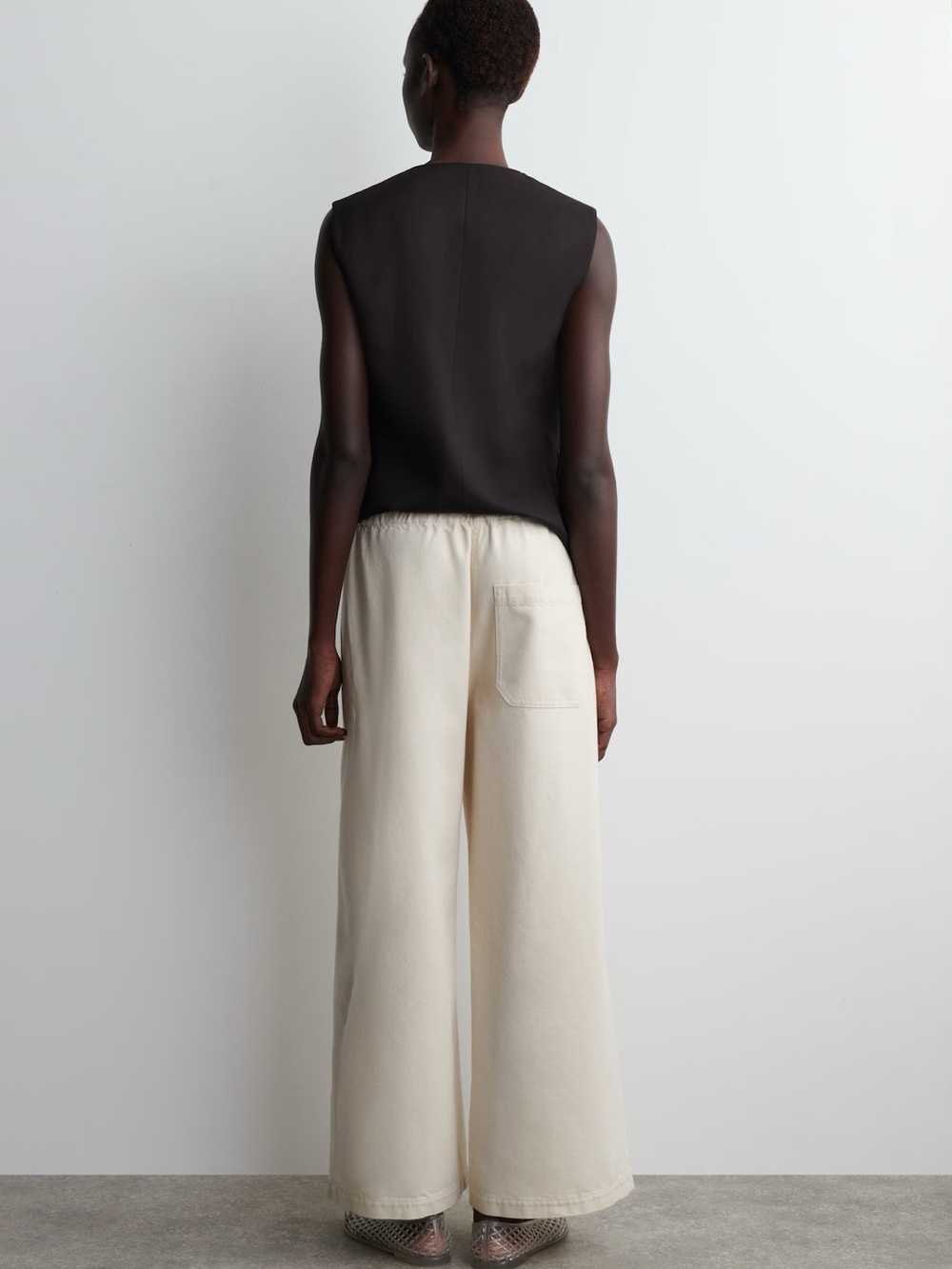 COS Cropped Denim Wide-leg Pants Ecru - Picture 2 of 11